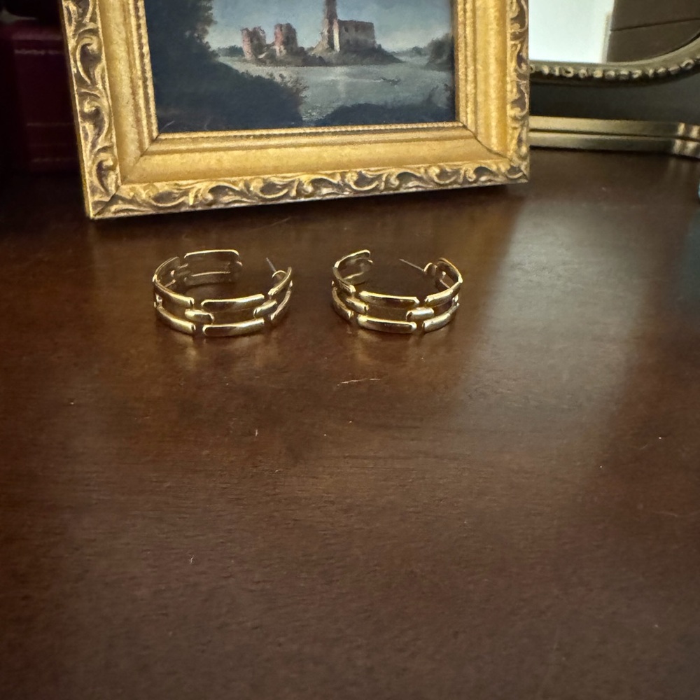 Gold Open Cuff Hoop Earrings by Miranda Frye